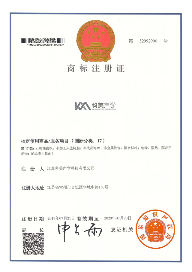 Trademark registration certificate